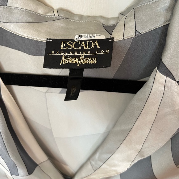 Escada Grey patterned silk blouse size M - Picture 2 of 2
